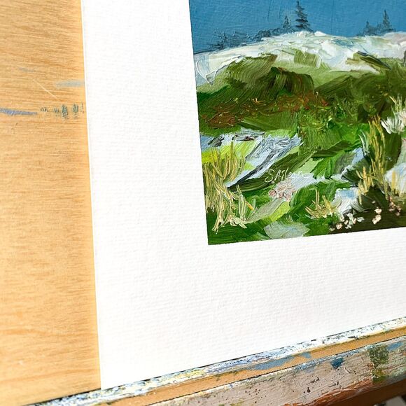 8x8 Maine Original Oil Painting Acadia Cadillac Mountain New England Art Signed - Picture 3 of 8